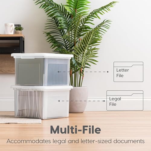 Pearl 35 Qt. Stackable Plastic File Box Organizer with Lids - 8 Pack