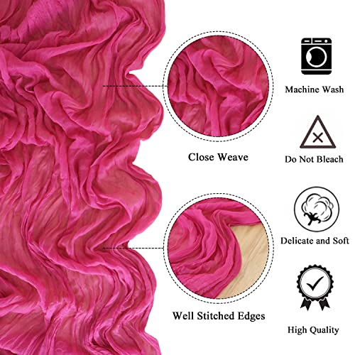 FANPROMS 10 Pack Pink Cheesecloth Table Runners 35x120 Inch Boho Wedding Decor