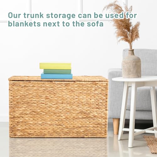 Water Hyacinth Storage Trunk - Large Wicker Chest for Home Organization