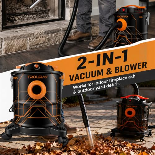 20L Ash Vacuum for Pellet Stoves - 1200W Super-Powered Suction, Metal Canister, HEPA Filter, Safety Protection
