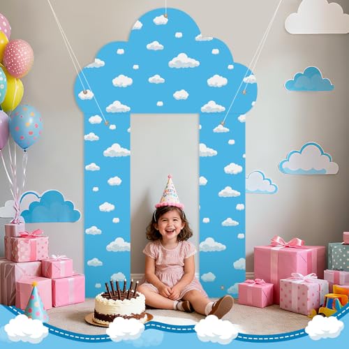3-Piece Blue Sky White Clouds Door Banner Set for Party & Baby Shower Decor