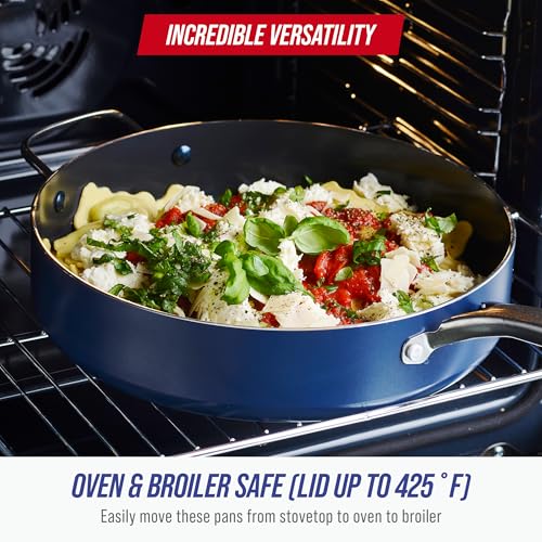 Blue Diamond 5QT PFAS-Free Ceramic Nonstick Sauté Pan with Lid - Blue, Variation of Blue / 5QT Saute Pan with Lid