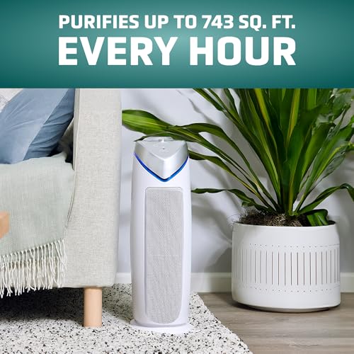 GermGuardian HEPA Air Purifier Tower 22" White AC4825W for Allergies & Pets