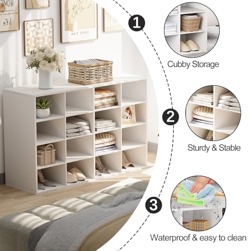 White Garden 4 You 16-Cube 4-Tier Shoe Storage Bench Organizer