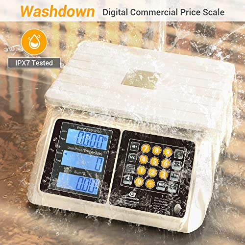 BROMECH Waterproof Commercial Food Scale 66lb with Price Computing