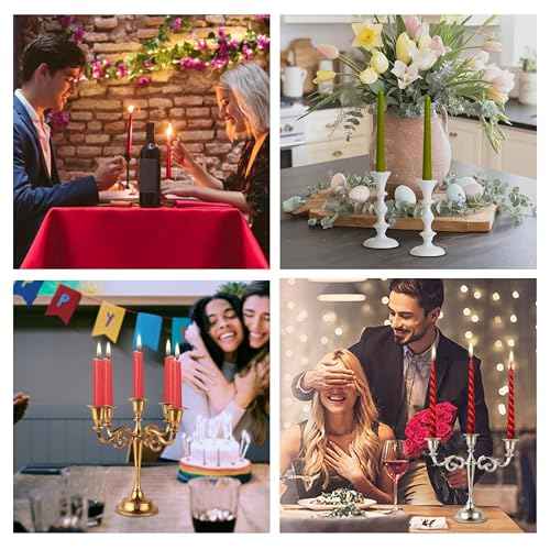 Rely+ Candlestick Holders Set of 2 Mini Stand Dinning Table Centerpiece Candle Holders Taper Candlesticks Holders Decor Home Candle Holder for Mantel Decorations (Gold)