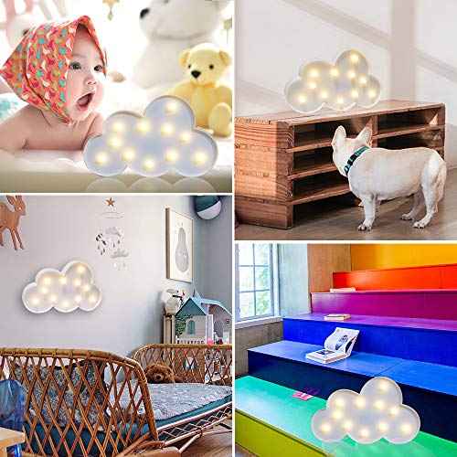 White LED Cloud Marquee Signs, Light Up Cloud Decorative Signs Hanging Hole Nursery Room Night Light for Baby Shower, Party Supply, Christmas Decor-White