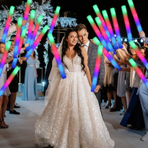 155 Foam Glow Sticks Bulk - LED Party Light Up Sticks with 3 Modes for Weddings & Events - Variation 155