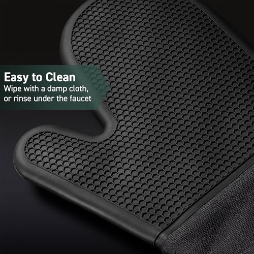 HexClad Silicone Oven Mitts Set of 2 Heat-Resistant to 500°F Kitchen Safety Gloves