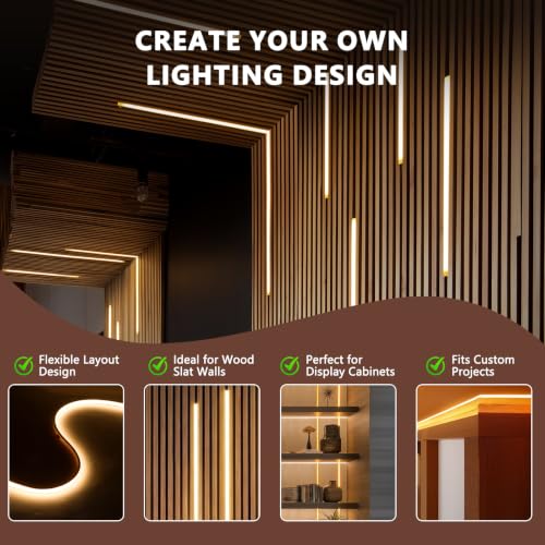 Smart Control Silicone LED Strip Lights 16.4ft for Recessed Wood Slat Walls