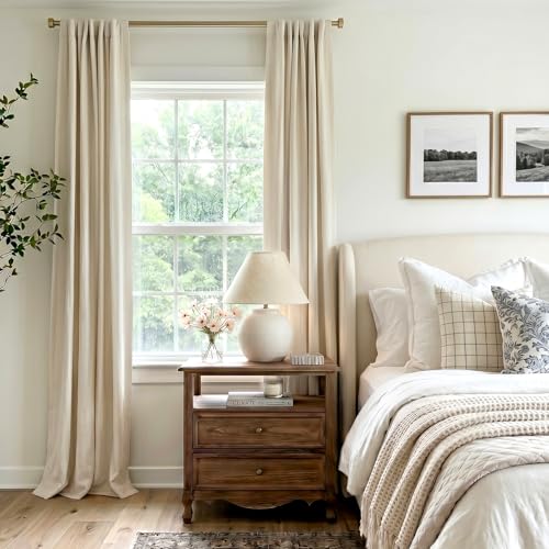 INOVADAY Cream Blackout Curtains - 50"W x 84"L Set of 2 for Bedroom & Living Room