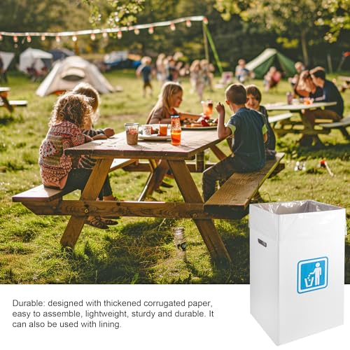 40 Gallon Cardboard Trash Cans for Events Pack of 10 with Liners - Portable & Reusable