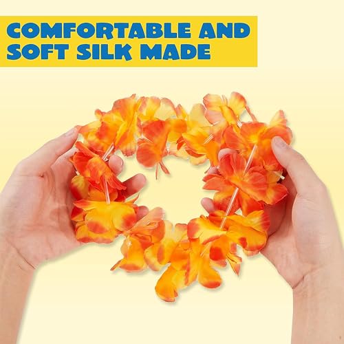 120 Counts Hawaiian Leis Bulk - Colorful Tropical Flower Party Favors for Kids & Adults