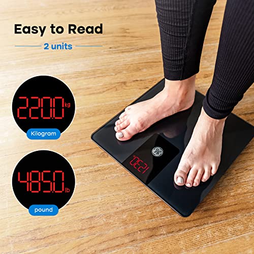 GE Digital Bathroom Scale Black 500lb Capacity - Heavy Duty Body Weight Scale
