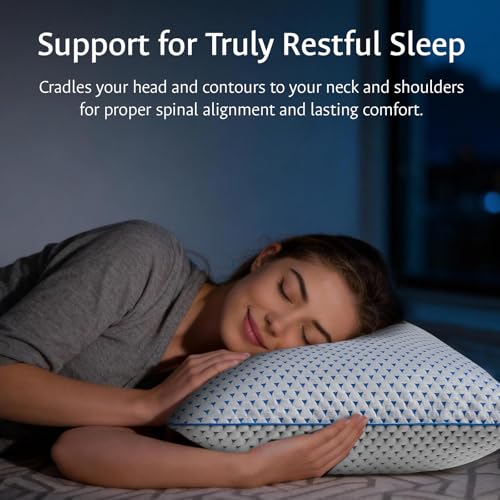 Queen Size Cooling Gel Memory Foam Pillows Set of 2 - Adjustable Support, Breathable Cover