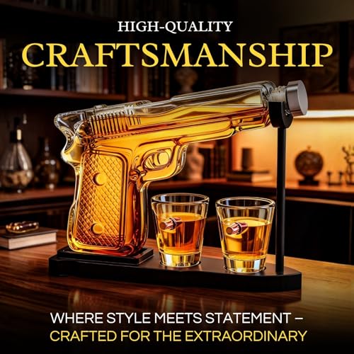 Whiskey Gun Decanter Set with Bullet Glasses - Original with Bullet Glasses