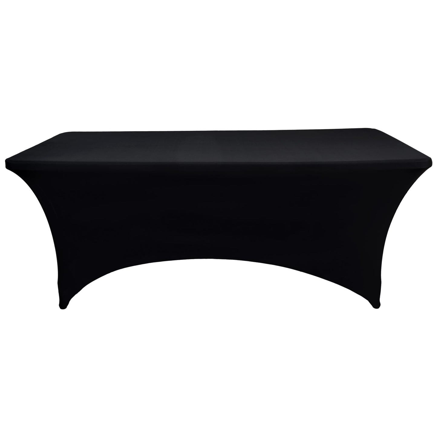ZarzaaSik 2-Pack 4ft Black Spandex Table Covers for Rectangular Folding Tables - Wrinkle Resistant Stretch Tight Table Cloths - Ultimate Fitted Table Protector for Parties, Banquet, and Wedding