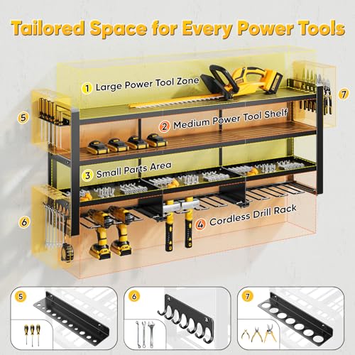 49-Inch Power Tool Organizer Wall Mount - Heavy Duty Garage Storage Rack