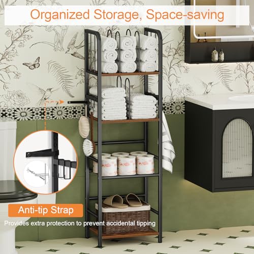 4-Tier Free Standing Towel Rack with Detachable M-Shaped Dividers - Bathroom & Pool Storage Organizer