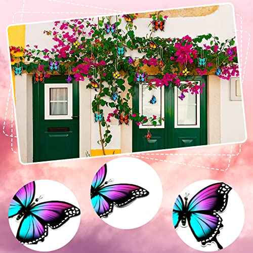 Bucherry 48 Pcs Christmas Butterfly Ornaments Xmas Tree Decor Hanging Wooden Monarch Butterfly with Rope Hanging Ceiling Decoration for Christmas Tree Birthday Wedding Home Wall DIY Art Craft