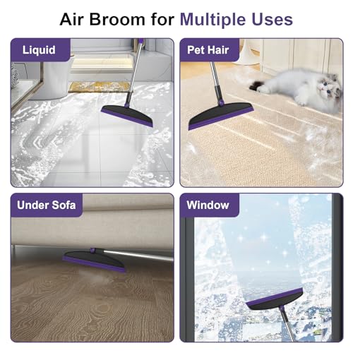Purple 51-Inch Long Handle Broom & Dustpan Set with Squeegee - Eco-Friendly Cleaning Tool