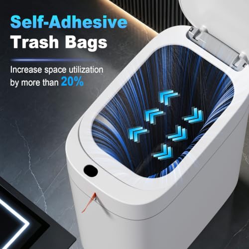 Automatic Touchless Bathroom Trash Can with 180 Drawstring Bags, Slim & Rechargeable