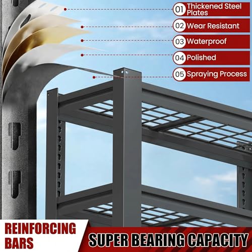 FOSTOKO 72"H x 35"W x 16"D Heavy Duty Metal Garage Shelving, 5-Tier Adjustable Industrial Storage Rack