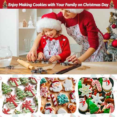 22PCS Christmas Cookie Cutters Set - Stainless Steel Metal Cookie Cutters Christmas Shapes, Large Small Mini Gingerbread Man, Snowflake, Christmas Tree, Star Xmas Cookie Cutter for Holiday Baking