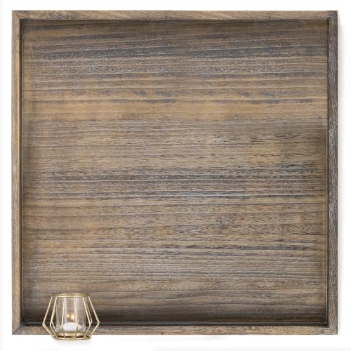 Large Wooden Ottoman Tray with Handles - Rustic 22-inch Serving and Decor Tray