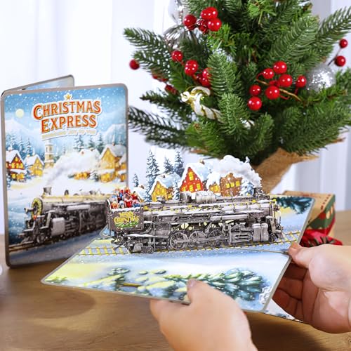 Steam Train Pop-Up Christmas Card 3D – Christmas Express (SISTIMON) Train Variation