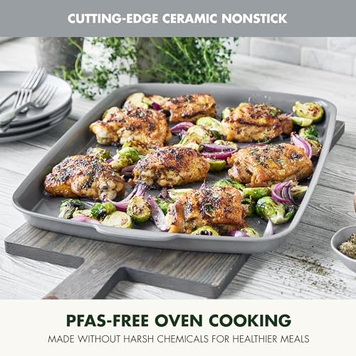 GreenPan Premiere 18x13 Inch Gray Ceramic Nonstick Half Sheet Pan - Oven & Broiler Safe