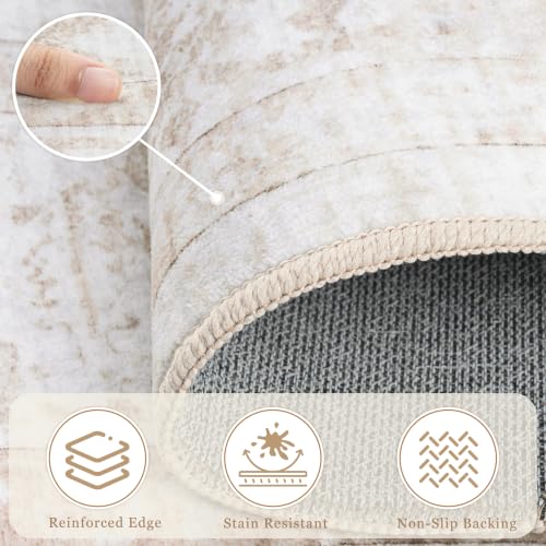 Area Rug 6x9 Living Room Washable Beige Non-Slip Rugs