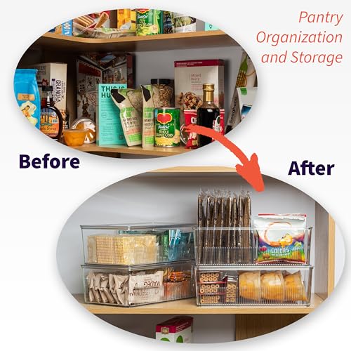 ClearSpace 10x6x3 Inch Pantry Storage Bins with Removable Dividers - 4 Pack