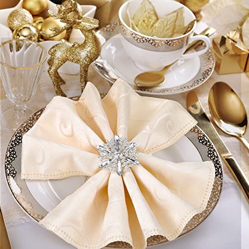 Remerry Christmas Snowflake Napkin Rings Set - Holiday Table Decor