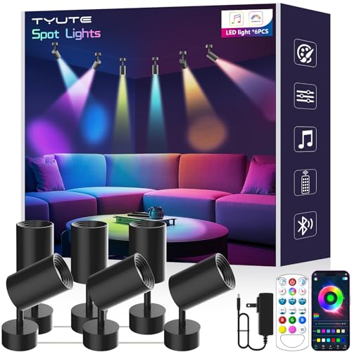 Tyute RGB Indoor Spotlight Kit with Color Changing LED Uplighting, Music Sync & Remote