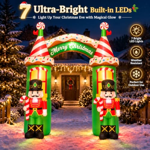 10 ft Christmas Inflatable Archway Nutcracker with LED Lights – Outdoor Holiday Decor