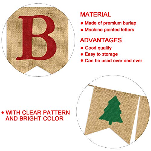 Christmas Burlap Banner - Be Merry Holiday Wall Decor & Tree Garland