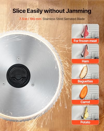 7.5 Inch Electric Meat Slicer 200W with Adjustable Thickness Food Slicer for Deli & Ham