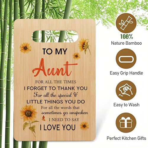 Aunt Gift Bamboo Cutting Board – 12x8 In. Charcuterie Board for Aunt, Mother's Day & Holidays