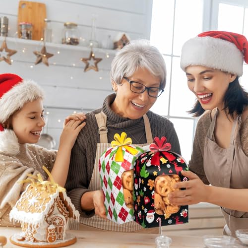 Classic Christmas Cookie Boxes with Window - 24 Pack Holiday Treat Packaging