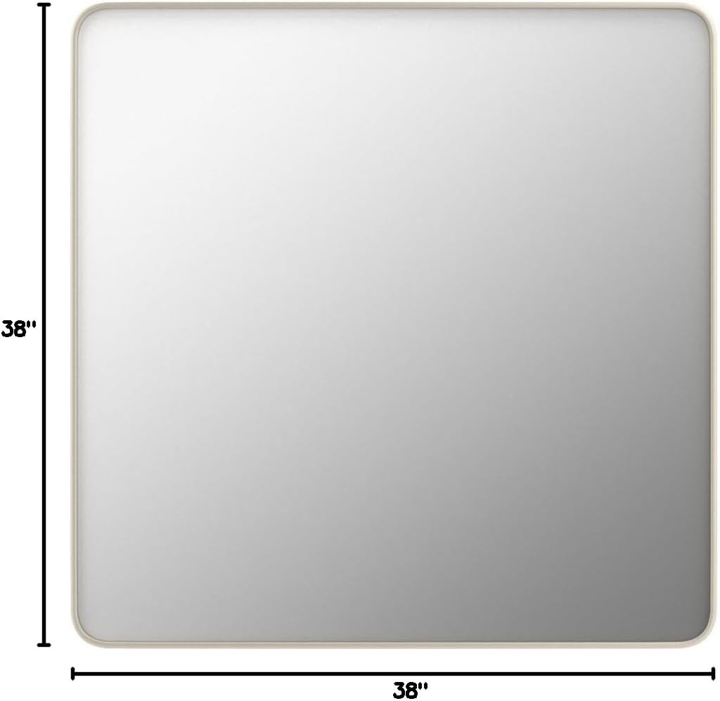 LOAAO Brushed Nickel Bathroom Mirror - 38x38 Inch Rounded Rectangle Design | Anti-Rust, Shatterproof, Versatile Hanging Options