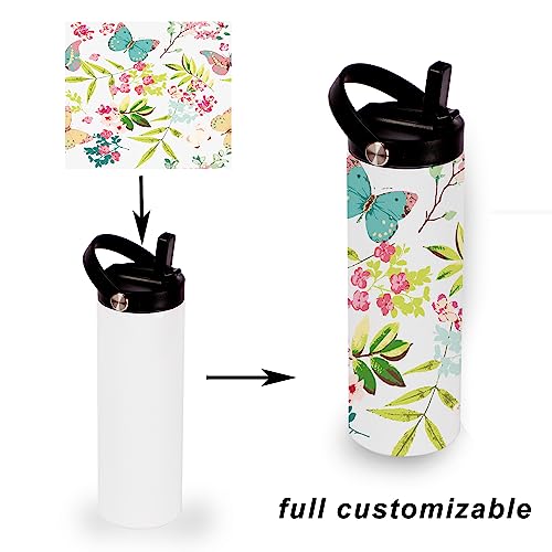20oz Sublimation Sport Tumblers with 2 Lids - Flat Edge Stainless Steel Insulated Cups, White, 8 Pack with Flex Handle Lid