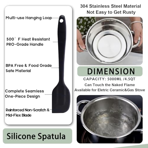3500ML Double Boiler Melting Pot Set with 4.5QT Stainless Steel Pot and Silicone Spatula