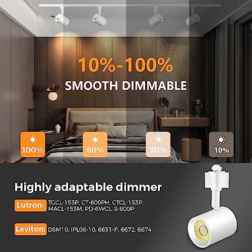 VANoopee 4 Pack White Dimmable LED Track Lighting Heads 5 Color Temp Adjustable