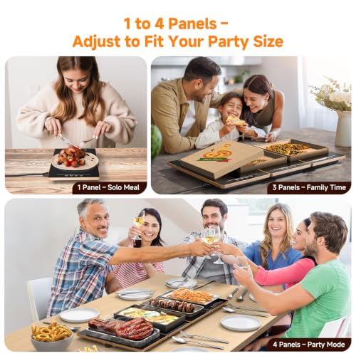 FEPPO Black & Gold 4-in-1 Electric Warming Tray for Buffet Parties