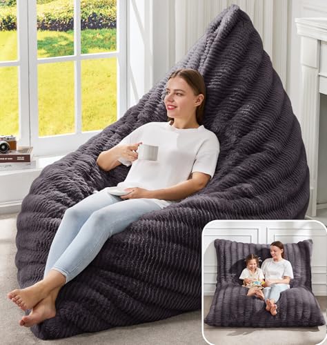Large Convertible Bean Bag Chair for Adults - Dark Slate Grey, 3-in-1 Lounge Sofa