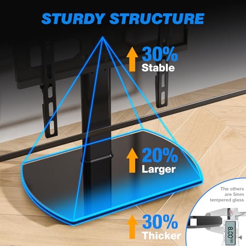 Rfiver Universal Swivel TV Stand for 27-60 Inch TVs, Adjustable Height & Strong Steel Construction