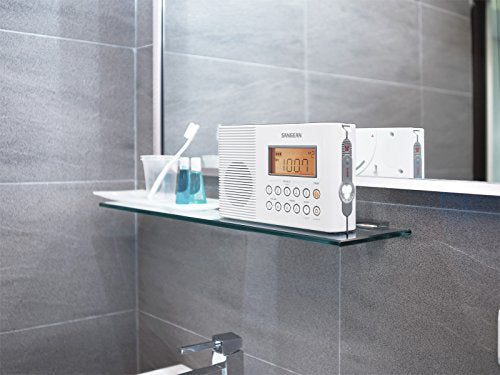 Sangean H201 Waterproof AM/FM Shower Radio with NOAA Weather Alert, White, IPX7