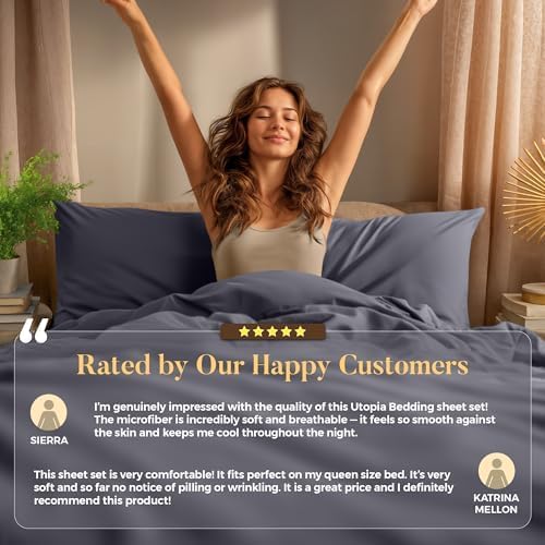 Utopia Bedding California King Sheet Set - Soft & Breathable 4-Piece Microfiber in Grey | Oeko Tex Certified