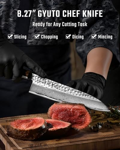 Kanngou VG10 Damascus Chef Knife 8.27 Inch Gyuto Knife - Handmade Japanese Kitchen Blade